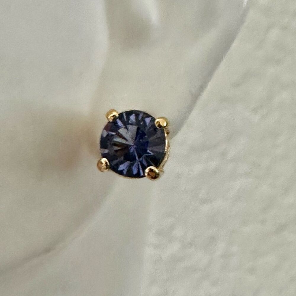 Gold-Tone Blue-Gray CZ Stud Earrings